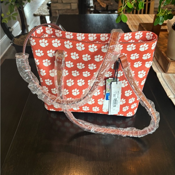 Dooney & Bourke Orange Paw Print Tote - Picture 3 of 4